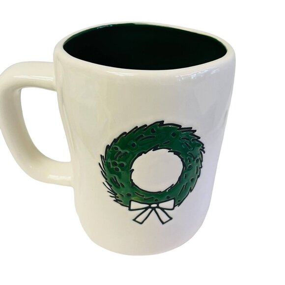 Rae Dunn Artisan Collection Christmas Wreath Mug By Magenta 14oz White & Green - Picture 2 of 7